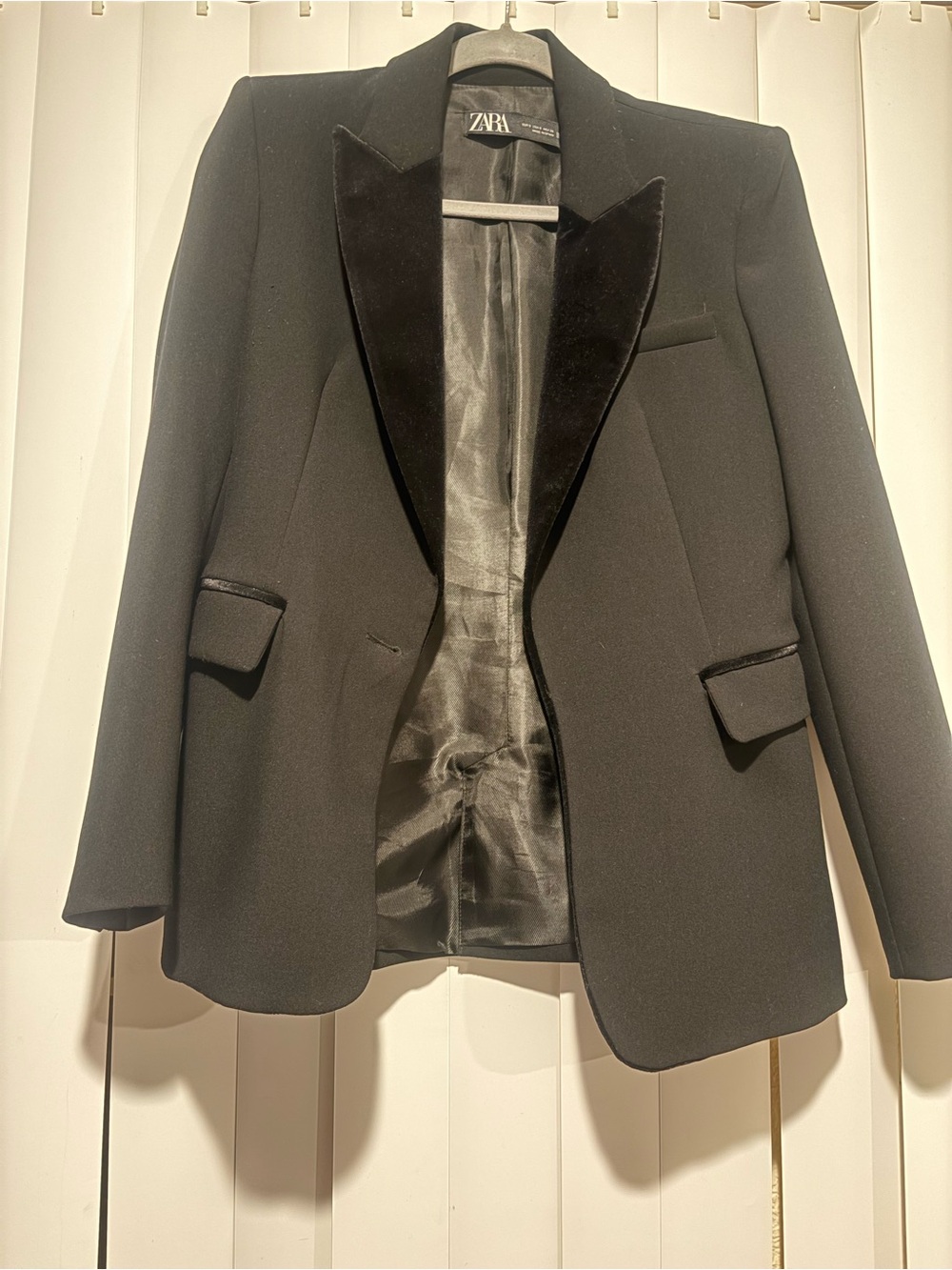 Zara Black Velvet Lapel Tuxedo Jacket